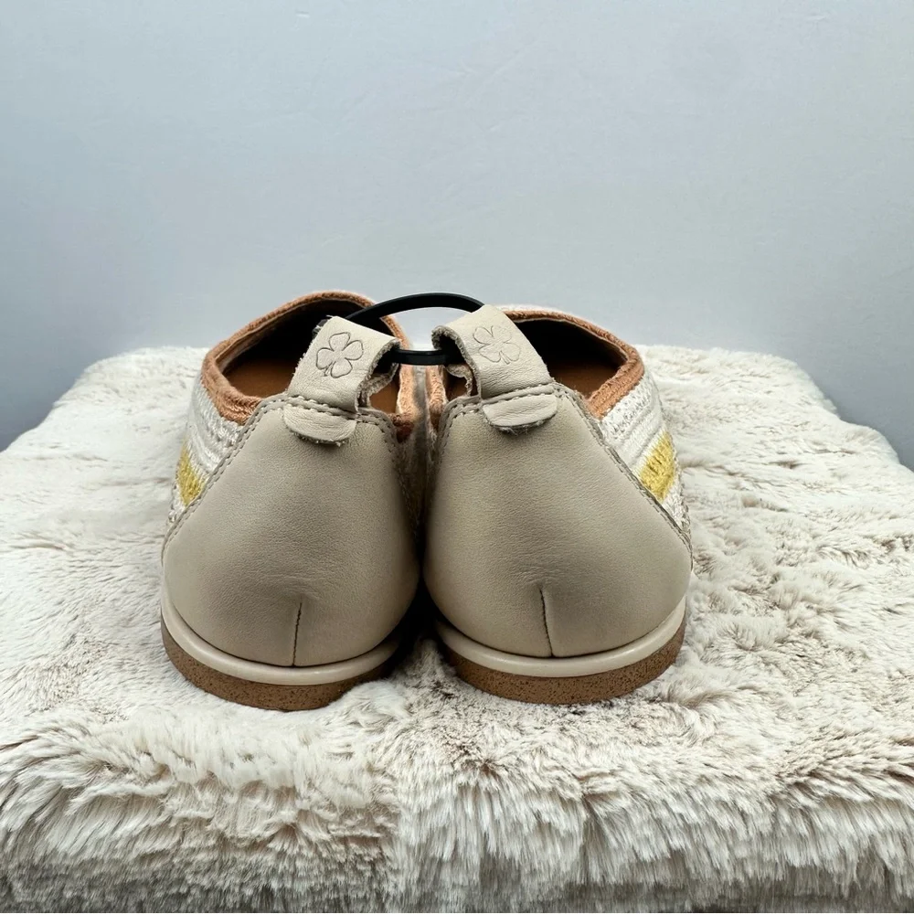 Lucky Brand Woven Ballet Flats Neutral Boho Striped Sz 9.5